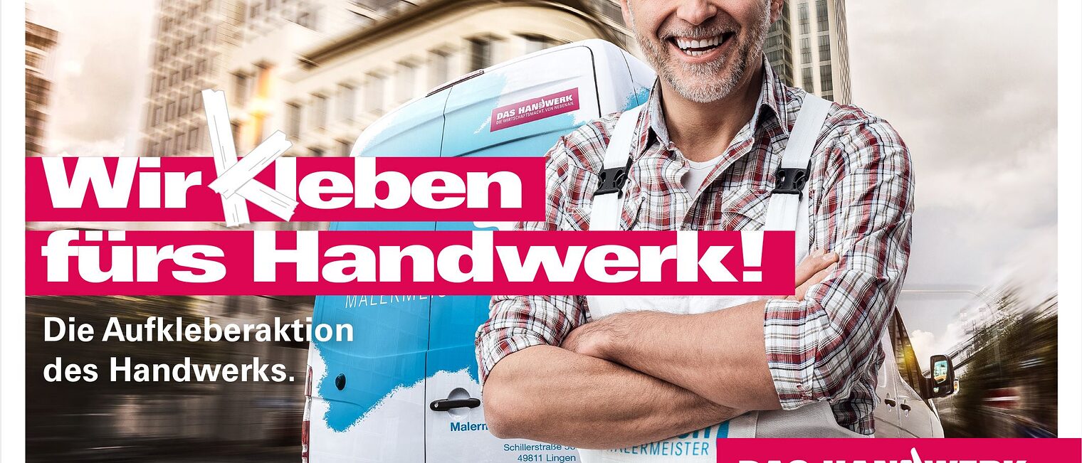 Mitmachen und gewinnen bei der Aktion "Wir kleben fürs Handwerk!": Unter allen Teilnehmern verlost das Handwerk einen MAN TGE und insgesamt zehn iPads.