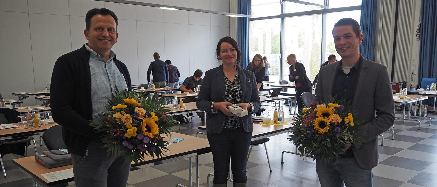 Die Betriebsinhaber Heiko Platz (li.) und Sascha Rink gaben unter Moderation von Patricia Roth (HWK Erfurt) Einblicke in die betriebliche Nachwuchsgewinnung.