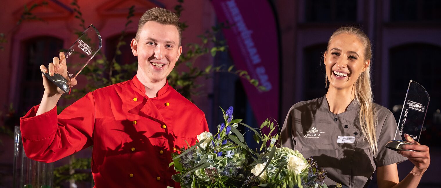 Bäckermeister Paul Süpke und Kosmetikerin Charlotte Schmerbauch sind die amtierenden ¿Gesichter des Handwerks¿ der Handwerkskammer Erfurt. Jetzt werden ihre Nachfolger gesucht.