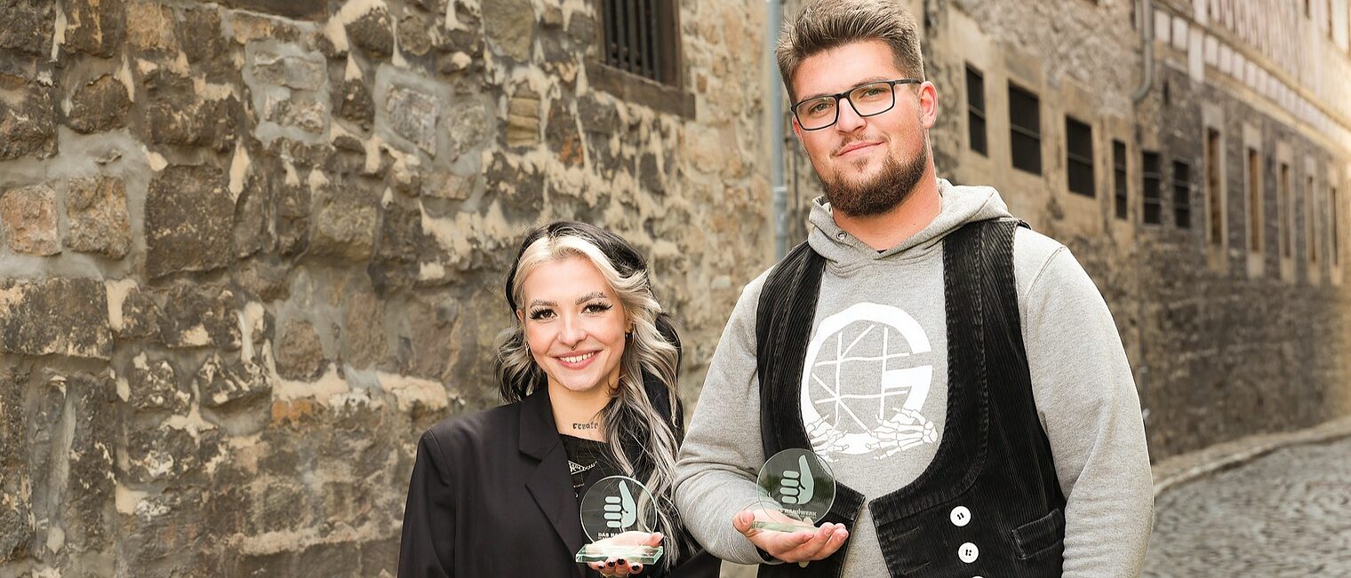 Friseurin Katharina Klemm und Gerüstbauer Arthur Grund sind die neuen "Gesichter des Handwerks".